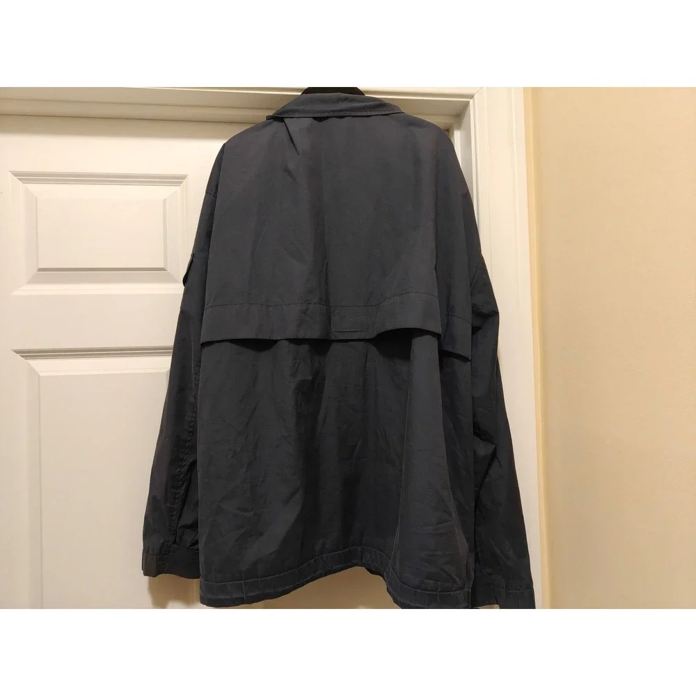 Lee Authentic Apparel Mens 2XL Navy Blue Ripstop Windbreaker Jacket Saugus Logo